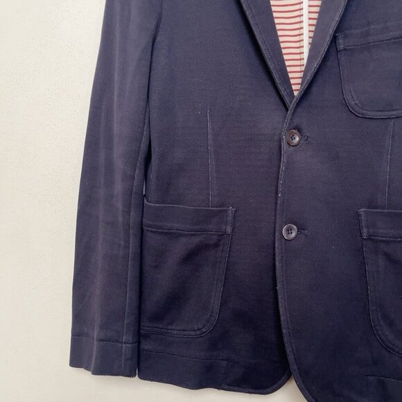 WINGS + HORNS Mens Small Navy Pique Cotton Utility Blazer - Picture 6 of 16